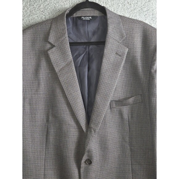 Jos A Bank Wool Blazer Sport Coat Mens 46L Gray Blue Check Executive $199 - Picture 3 of 10